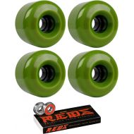 TGM Skateboards Longboard Cruiser Wheels 70mm x 46mm 83A 7496C Green Bones Reds Bearings