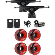 TGM Skateboards RKP Black Longboard Trucks Wheels Package 62mm x 38mm 83A 186C Red Clear