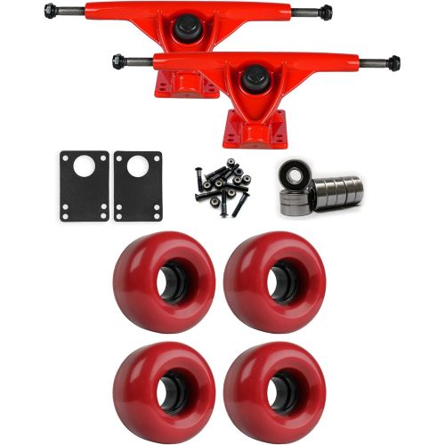  TGM Skateboards RKP Red Longboard Trucks Wheels Package 62mm x 38mm 83A 220C Red