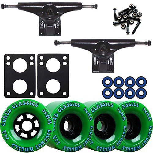  TGM Skateboards Core 6.0 Black Longboard Trucks Wheels Package Bigfoot 90mm Cored Classics Green