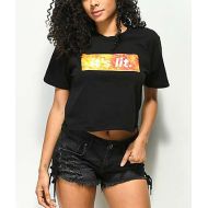 THE ARTIST COLLECTIVE Artist Collective Its Lit Flame Black Crop T-Shirt