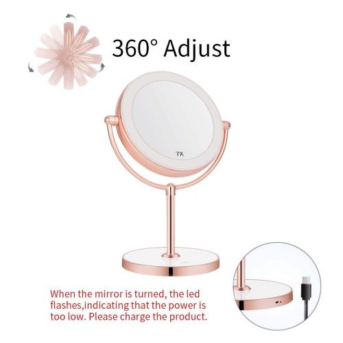  THE D&B CRAFTS LLC Vanity Mirror with LED lights,Natural Lighted Cosmetic Mirror with 7X Magnification,360...