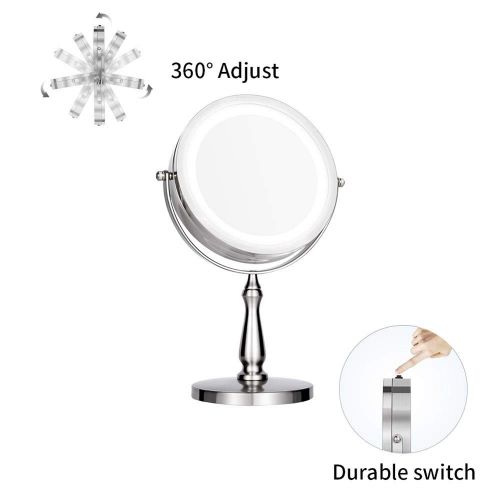  THE D&B CRAFTS LLC Vanity Mirror with LED lights,Natural Lighted Cosmetic Mirror with 7X Magnification,360...