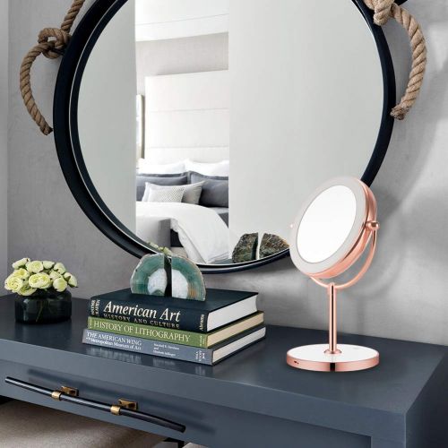  THE D&B CRAFTS LLC Vanity Mirror with LED lights,Natural Lighted Cosmetic Mirror with 7X Magnification,360...