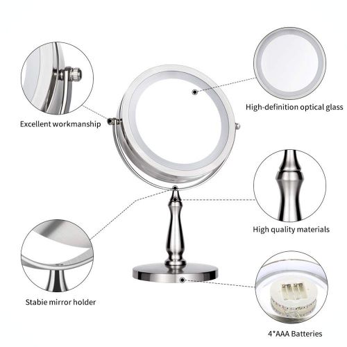  THE D&B CRAFTS LLC Vanity Mirror with LED lights,Natural Lighted Cosmetic Mirror with 7X Magnification,360...