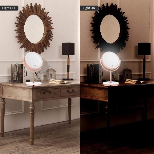  THE D&B CRAFTS LLC Vanity Mirror with LED lights,Natural Lighted Cosmetic Mirror with 7X Magnification,360...