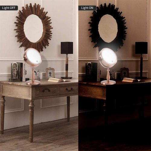  THE D&B CRAFTS LLC Vanity Mirror with LED lights,Natural Lighted Cosmetic Mirror with 7X Magnification,360...