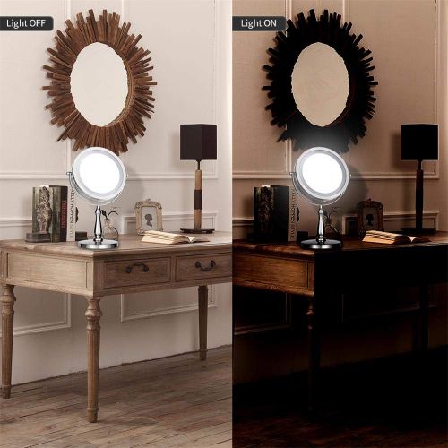  THE D&B CRAFTS LLC Vanity Mirror with LED lights,Natural Lighted Cosmetic Mirror with 7X Magnification,360...