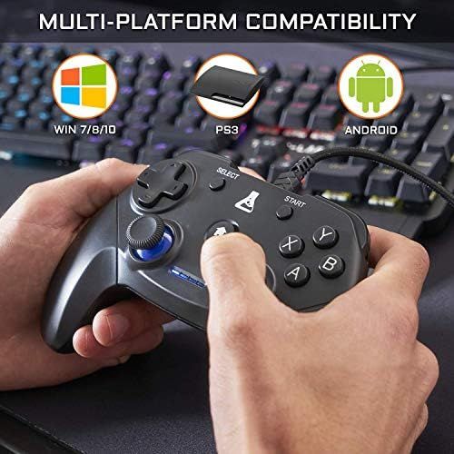  [아마존베스트]THE G-LAB K-PAD Thorium Gaming Controller PC & PS3 USB with Built-in Vibration Gamepad Game Controller Cable Connected - Joystick for PC Windows XP-7-8-10, PS3, Android (Black)