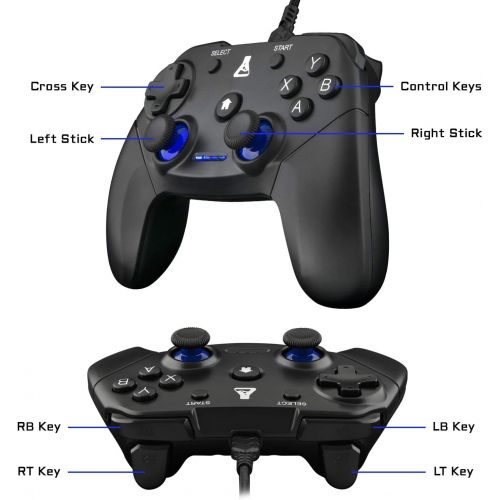  [아마존베스트]THE G-LAB K-PAD Thorium Gaming Controller PC & PS3 USB with Built-in Vibration Gamepad Game Controller Cable Connected - Joystick for PC Windows XP-7-8-10, PS3, Android (Black)