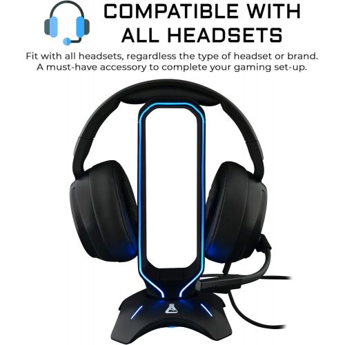  [아마존베스트]-Service-Informationen THE G-LAB K-Stand Radon Gaming Headphones Stand - RGB Backlight USB Hub 2x2.0 Non-Slip Base - Universal Bracket for Gamer Headphones for PC PS4 Xbox One (Black)