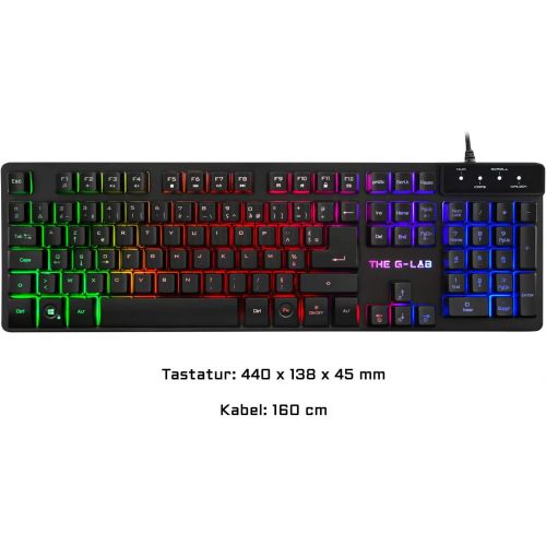  [아마존베스트]THE G-LAB G-LAB Combo Krypton - Gaming Keyboard and Mouse with LED Backlight - QWERTZ Gaming Keyboard USB Anti-Ghosting + 3200 DPI Gaming Mouse with 6 Buttons - Gamer Pack for PC, PS4, Xbox