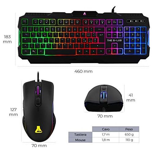  [아마존베스트]THE G-LAB Combo Argon and Games Pack 4 in 1 - Italian Backlit Gamer Keyboard Gaming Mouse 3200 DPI Gaming Headphones Non-Slip Mouse Pad - PC Mac PS4 Xbox