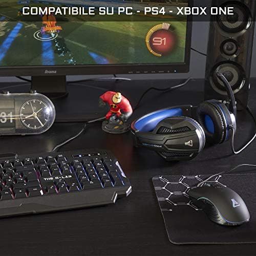  [아마존베스트]THE G-LAB Combo Argon and Games Pack 4 in 1 - Italian Backlit Gamer Keyboard Gaming Mouse 3200 DPI Gaming Headphones Non-Slip Mouse Pad - PC Mac PS4 Xbox