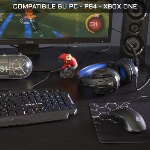  [아마존베스트]THE G-LAB Combo Argon and Games Pack 4 in 1 - Italian Backlit Gamer Keyboard Gaming Mouse 3200 DPI Gaming Headphones Non-Slip Mouse Pad - PC Mac PS4 Xbox