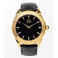 THE GOLD GODS The Gold Gods Augustus Black Leather & Gold Analog Watch