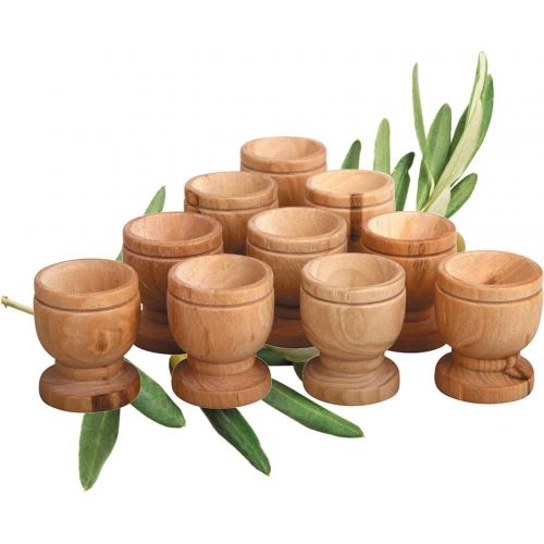  [아마존베스트]THE JERUSALEM GIFT SHOP SINCE 2004 Communion Cups Set- The Lords Supper - Ten Small (Approx 1.5 Inch) Olive Wood Cups in Gift Bag