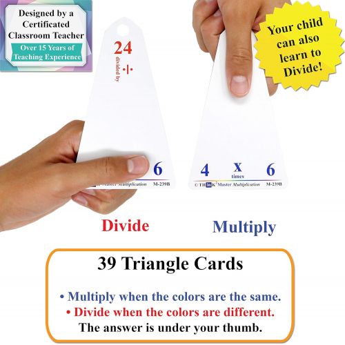  Think2Master Premium 260 Laminated Multiplication & Triangle Division Flash Cards. (All 0-12 X Facts)| Bonus: 2 Dry Erase Markers & 5 Rings. | Designed by A Teacher