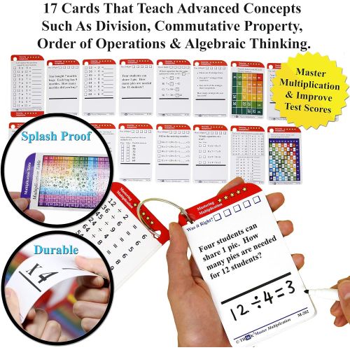  Think2Master Premium 260 Laminated Multiplication & Triangle Division Flash Cards. (All 0-12 X Facts)| Bonus: 2 Dry Erase Markers & 5 Rings. | Designed by A Teacher