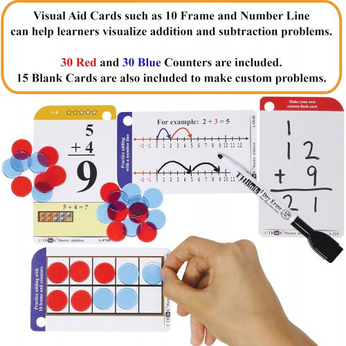 THINK2MASTER Addition, Subtraction & Multiplication Flash Cards. This 3 Pack Includes 780 Laminated Cards to Learn How to add, Subtract, Multiply, Divide & More. Plus 6 Dry Erase M
