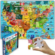 Think2Master Colorful United States Map 100 Pieces Jigsaw Puzzle Fun Educational Toy for Kids, School & Families. Great Gift for Boys & Girls Ages 4-8 to Stimulate Learning of USA.