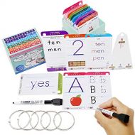 [아마존베스트]THINK2MASTER Premium 186 Laminated Alphabet, Sight Words & Phonics Flash Cards for PreK & Kindergarten. (Bonus: 2 Dry Erase Markers, 5 Rings). Learn to Read, Write, Count, Add & Su