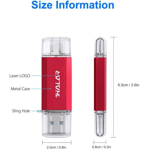  THKAILAR USB C Flash Drive 128GB-Thunderbolt Flash Drive with Type C 3.1 and Type A 3.0 Port Compatiable with Android Phone PC Mac Pro-Transfer Data(Red)