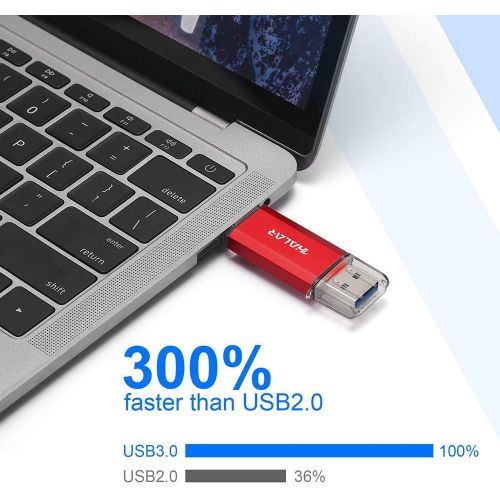  THKAILAR USB C Flash Drive 128GB-Thunderbolt Flash Drive with Type C 3.1 and Type A 3.0 Port Compatiable with Android Phone PC Mac Pro-Transfer Data(Red)