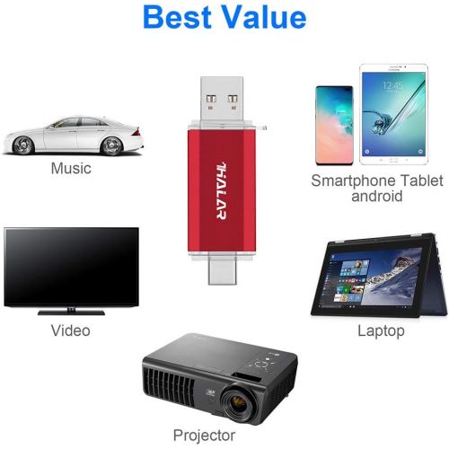  THKAILAR USB C Flash Drive 128GB-Thunderbolt Flash Drive with Type C 3.1 and Type A 3.0 Port Compatiable with Android Phone PC Mac Pro-Transfer Data(Red)