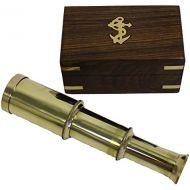 [아마존베스트]THORINSTRUMENTS (with device) 6 Solid Brass Handheld Telescope - Nautical Pirate Spy Glass with Wood Box
