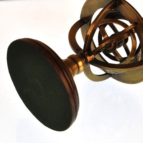  [아마존베스트]THORINSTRUMENTS (with device) 5 Nautical Brass Armillary Sphere World Globe Rosewood Base Table Decor Gift