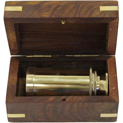  [아마존베스트]THORINSTRUMENTS (with device) 6 Solid Brass Handheld Telescope - Nautical Pirate Spy Glass with Wood Box