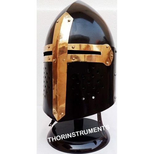  THORINSTRUMENTS (with device) Medieval Knight Ancient Armor Roman Helmet Collectible SugarLoaf Spartan Helmet with Stand