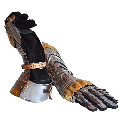  THORINSTRUMENTS (with device) Medieval Articulated Gauntlets with Brass Accents ABS