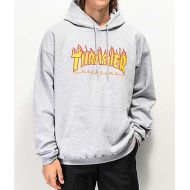 THRASHER Thrasher Flame Logo Grey Hoodie
