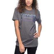 THRASHER Thrasher Flame Logo Grey T-Shirt