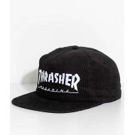 THRASHER Thrasher Magazine Logo Black Corduroy Snapback Hat