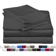[아마존 핫딜]  [아마존핫딜]THREAD SPREAD True Luxury 1000-Thread-Count 100% Egyptian Cotton Bed Sheets, 4-Pc Queen Dark Grey Sheet Set, Single Ply Long-Staple Yarns, Sateen Weave, Fits Mattress Upto 18 Deep Pocket