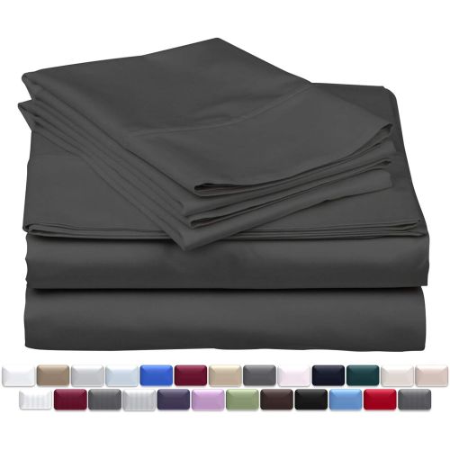  [아마존 핫딜]  [아마존핫딜]THREAD SPREAD True Luxury 1000-Thread-Count 100% Egyptian Cotton Bed Sheets, 4-Pc Queen Dark Grey Sheet Set, Single Ply Long-Staple Yarns, Sateen Weave, Fits Mattress Upto 18 Deep Pocket