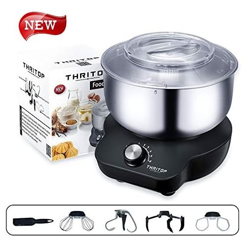  [아마존베스트]THRITOP Stand Mixer Food Mixers, with 5QT Mixing Bowl for Bread and Dough, Electric Mixer with Dough Hook, Whisk, Cookies Paddles and Spatula  6 Speed Settings, 600 W New Concept