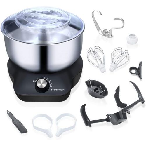  [아마존베스트]THRITOP Stand Mixer Food Mixers, with 5QT Mixing Bowl for Bread and Dough, Electric Mixer with Dough Hook, Whisk, Cookies Paddles and Spatula  6 Speed Settings, 600 W New Concept