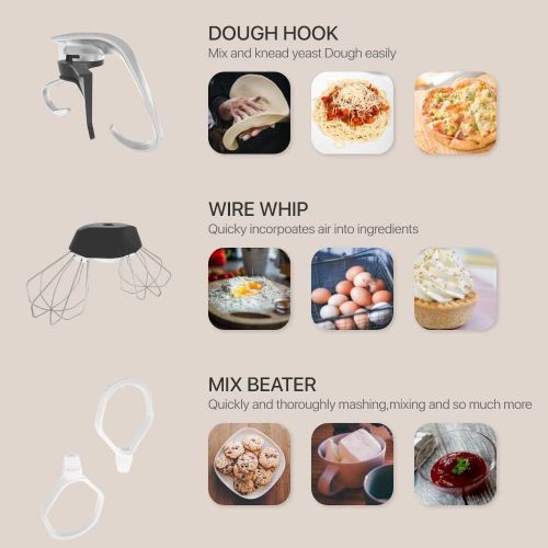  [아마존베스트]THRITOP Stand Mixer Food Mixers, with 5QT Mixing Bowl for Bread and Dough, Electric Mixer with Dough Hook, Whisk, Cookies Paddles and Spatula  6 Speed Settings, 600 W New Concept