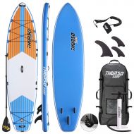 THURSO SURF Max Multi-Purpose Inflatable Stand Up Paddle Board SUP 116 x 34 x 6 Two Layer Deluxe Package Includes Carbon Shaft Paddle/2+1 Quick Lock Fins/Leash/Pump/Roller Backpack