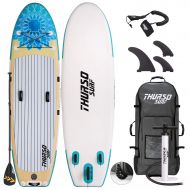 THURSO SURF Tranquility Yoga Inflatable Stand Up Paddle Board SUP 108 x 34 x 6 Two Layer Deluxe Package Includes Carbon Shaft Paddle/2+1 Quick Lock Fins/Leash/Pump/Roller Backpack
