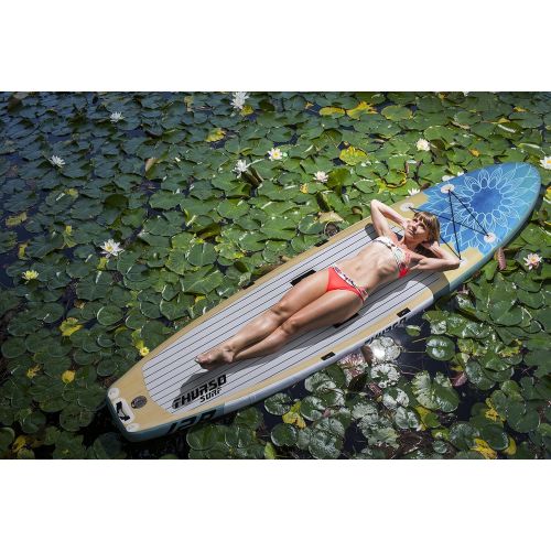  THURSO SURF Tranquility Yoga Inflatable Stand Up Paddle Board SUP 108 x 34 x 6 Two Layer Deluxe Package Includes Carbon Shaft Paddle/2+1 Quick Lock Fins/Leash/Pump/Roller Backpack