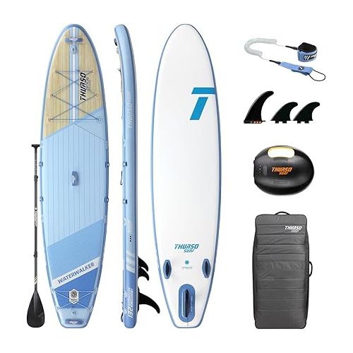  THURSO SURF Inflatable Stand Up Paddle Board All-Around SUP Waterwalker 132 11'×32''×6'' Deluxe Package | Carbon Shaft Paddle | Roller Backpack | Rechargeable Electric Pump | Coiled Leash