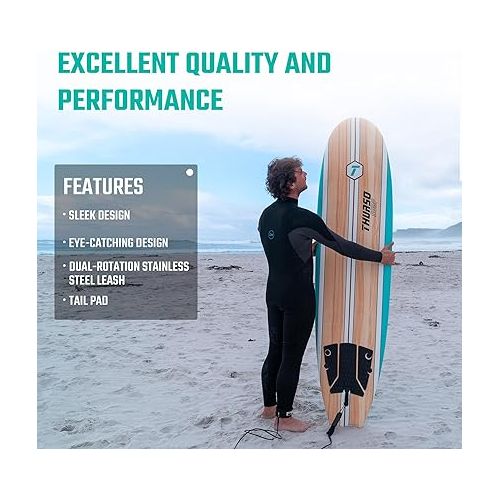  THURSO SURF Aero 7ft Soft Top Foam Beginner Surfboard for Adults and Kids Perfect Longboard for Surfing Beach Fun and Water Sports Lightweight and Durable Modern Design for All Levels of Surfers