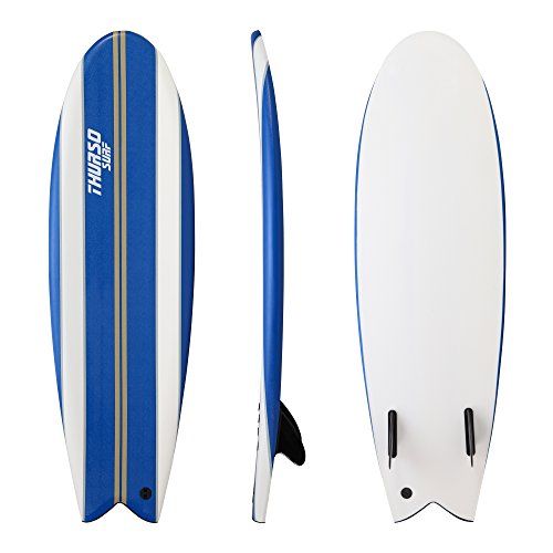  THURSO SURF Lancer 510 Fish Soft Top Surfboard Package Includes Twin Fins Double Stainless Steel Swivel Leash EPS Core IXPE Deck HDPE Slick Bottom Built in Non Slip Deck Grip