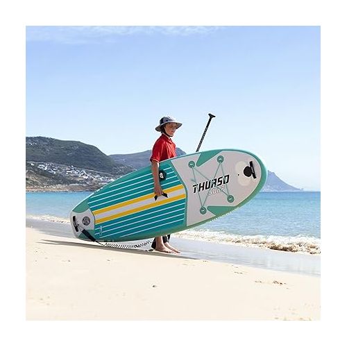  THURSO SURF Prodigy Junior Kids Inflatable SUP Stand Up Paddle Board 7'6 x 30'' x 4'' Two Layer Includes Adjustable Carbon Shaft Paddle/3 Fins/Leash/Duffle Bag/NO Pump Included