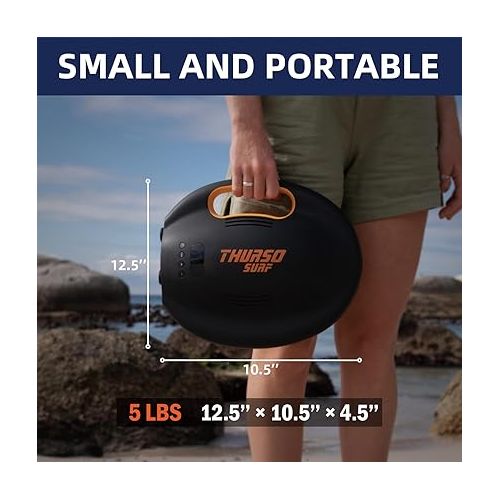  THURSO SURF 20PSI Rechargeable SUP Air Pump Digital Electric Paddle Board Pump 144W 4000mah Dual Stage Auto-Off Portable Inflation Deflation 12V DC Car Connector Battery Air Pump for Kayaks Boats